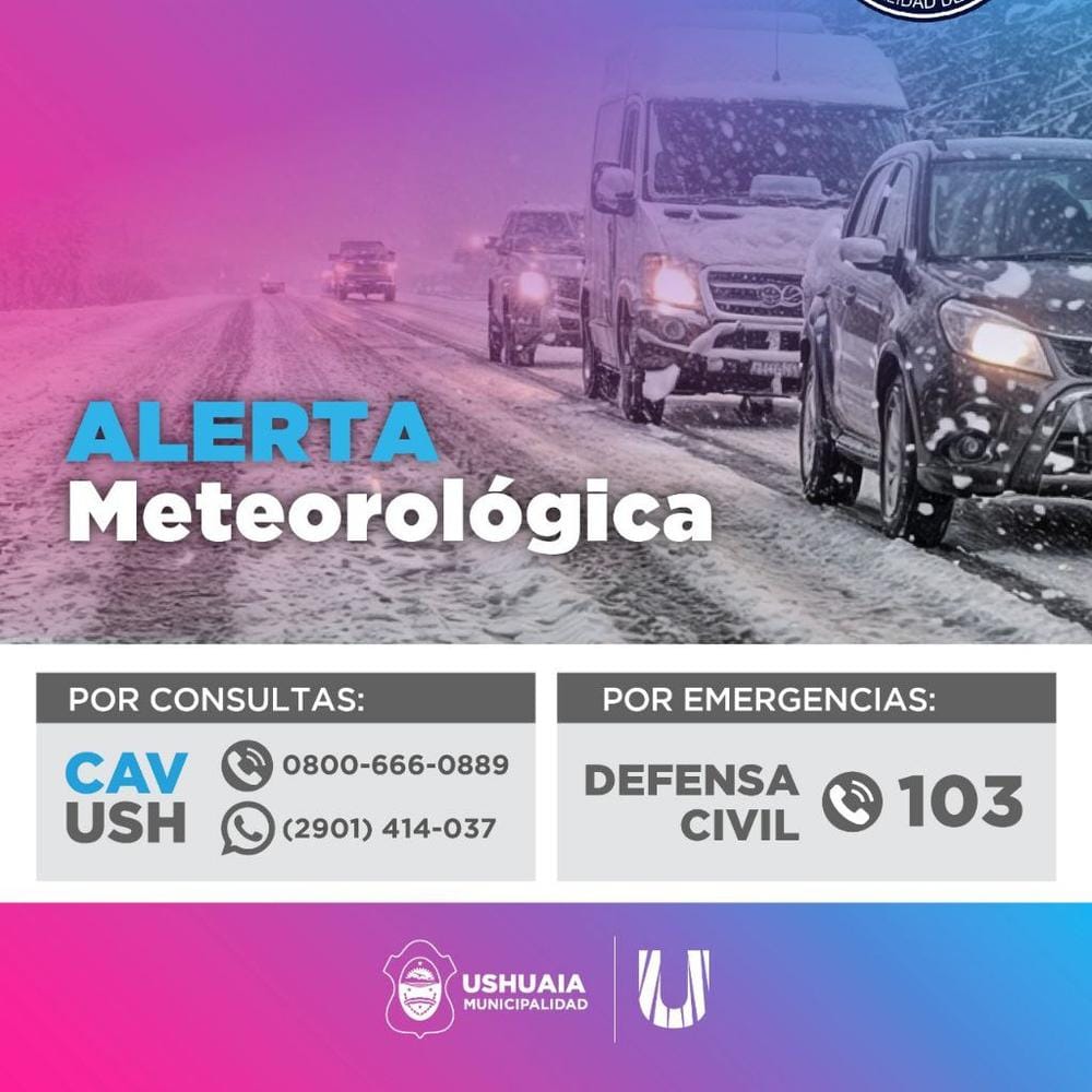ALERTA NEVADAS EN USHUAIA: MEDIDAS Y OPERATIVO