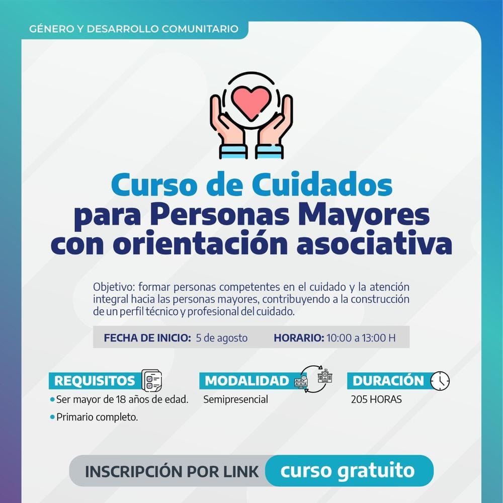Capacitación gratuita en cuidados para adultos mayores en Río Grande