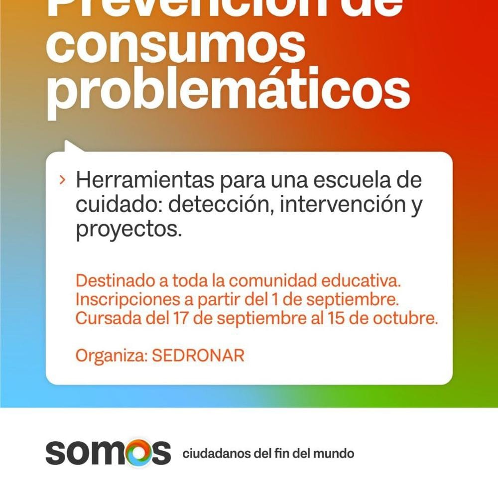 Inscripciones abiertas para curso sobre prevención de consumos problemáticos