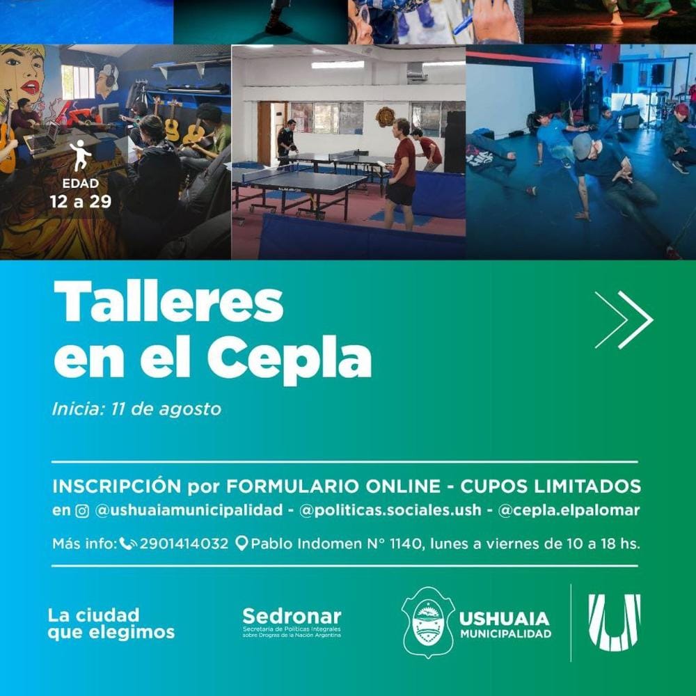 Ushuaia abre inscripciones para talleres gratuitos para jóvenes
