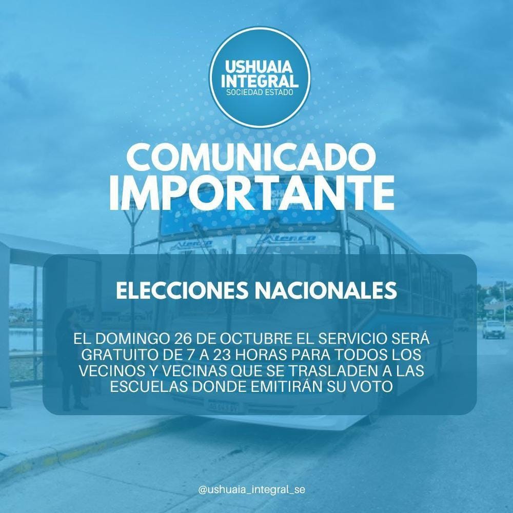 Colectivos gratuitos en Ushuaia por las elecciones 2025