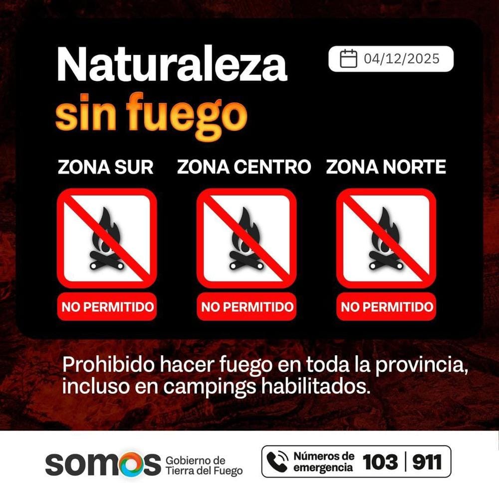 Riesgo alto de incendios en Tierra del Fuego