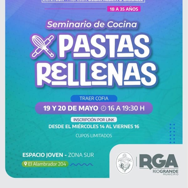 SEMINARIO DE COCINA EN RÍO GRANDE: PASTAS RELLENAS