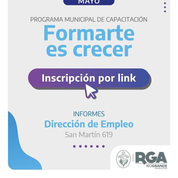 NUEVAS INSCRIPCIONES A CURSOS DE FORMACIÓN LABORAL EN RÍO GRANDE
