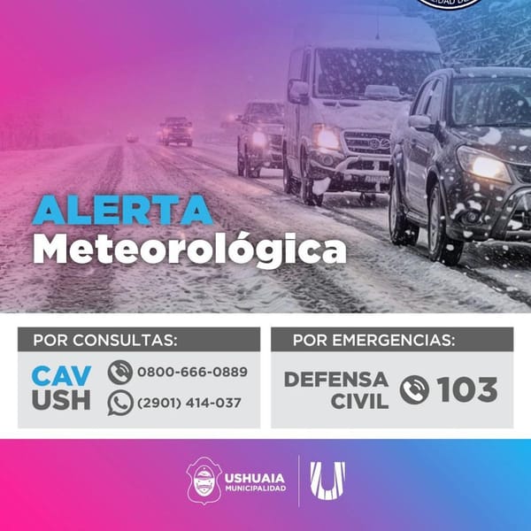 ALERTA NEVADAS EN USHUAIA: MEDIDAS Y OPERATIVO