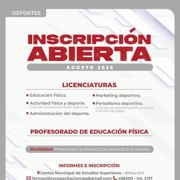 SIGUEN ABIERTAS LAS INSCRIPCIONES PARA EL PROFESORADO DE EDUCACIÓN FÍSICA Y LAS NUEVAS CARRERAS DE IURP