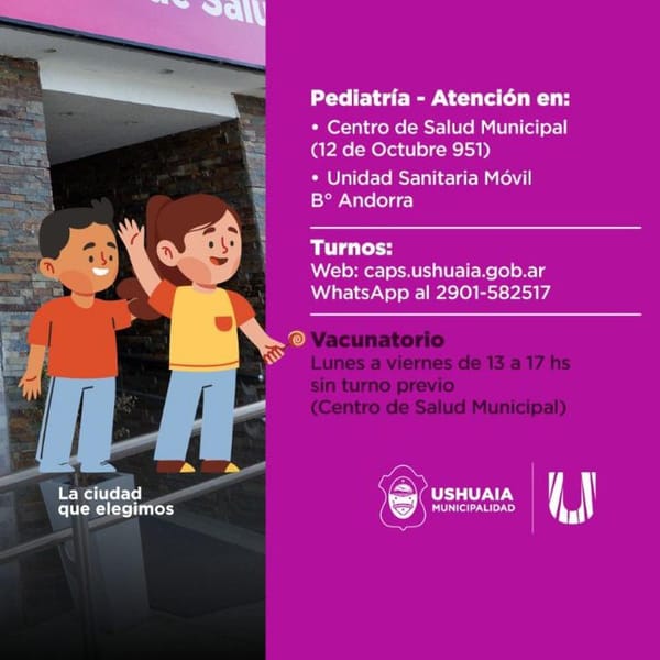 Ushuaia promueve controles pediátricos durante el Mes de las Infancias