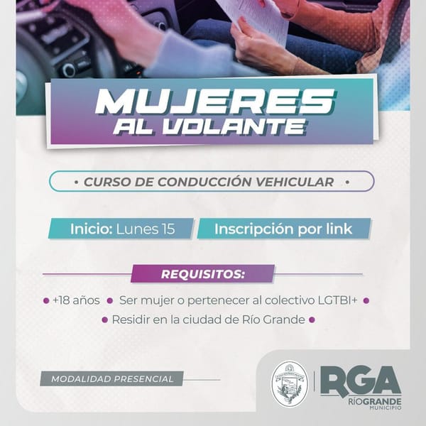 Río Grande lanza curso de manejo para mujeres y LGBTI+