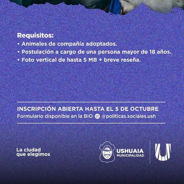 Ushuaia abre inscripciones para el concurso Rey y Reina de Cuatro Patas 2025