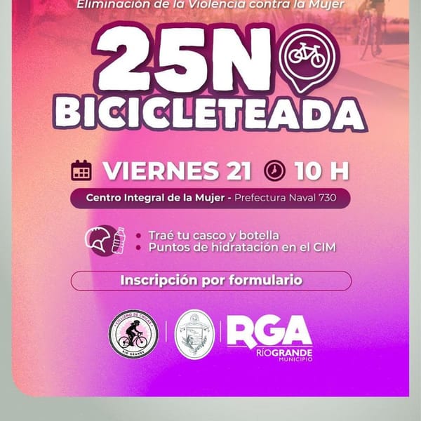 Río Grande impulsa bicicleteada por el 25N contra la violencia de género